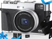 4K Digital Camera with SD Card Autofocus 48MP Point and Shoot 16X Zoom AntiShake