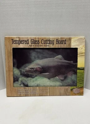CountrySide Tempered Glass Cutting Board Fish Background 12x16 - NIB