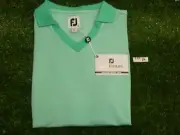 FootJoy Womens Stretch Lisle Open Collar Golf Shirt Spearmint Green Medium 26651