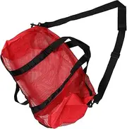 [MUELODSIC] Beach Tote Mesh Large Capacity Bag for Beach Travel Outdoor Red Simple and Useful
