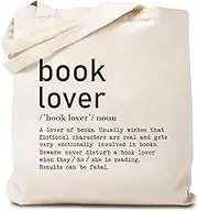 TSIIUO Women's Book Lover Noun Canvas Tote Bag Funny Reader Gift Library Reusable Shopping Canvas Bag