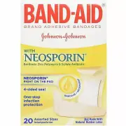 Band Aid Bandages with Neosporin Antibiotic Assorted Sizes 20 ct Pack of 12