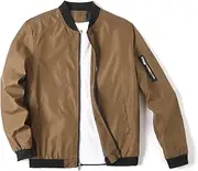 [Lavnis] Men's Flight Bomber Jacket Lightweight Softshell Coat Sportwear Zipper Windbreaker