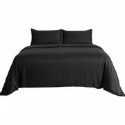 1800TC Stripe Quilt Doona Duvet Cover Set Single Double Queen King Super King Black