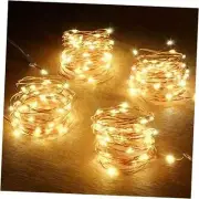 Battery String Lights, 4 Pack 50 LED Warm White Battery-Powered Mini Warm Light