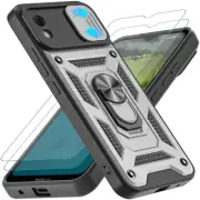 for Nokia C110 Case with Slide Camera Cover and 2pcs HD Screen Silver