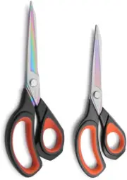 LIVINGO 2 Pack Premium Tailor Scissors Heavy Duty Multi-Purpose Titanium Coating