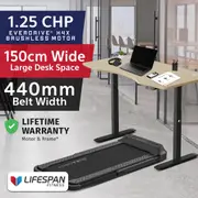Lifespan Fitness V-FOLD Treadmill with ErgoDesk Automatic Standing Desk 1500mm in Oak