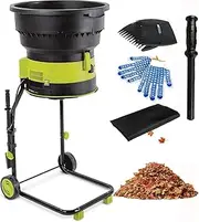 Electric Leaf Mulcher Garden Shredder, 2500w Compost Shredder Leaf Crusher with Wheels, Leaf Rake and Storage Bag, 8000rpm Chippers with 54cm Funnel Diameter for Yard Cleanup, Composting