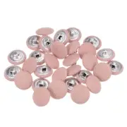 30pcs Fabric Cloth Covered Button 15mm Metal Round Sewing Buttons, Pink