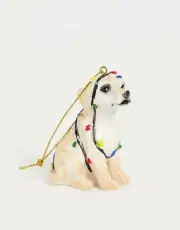 Hanging Christmas Tree Decoration Golden Labrador Dog Xmas Ornament Bauble Resin