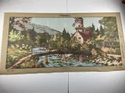 Gobelin Needlepoint Tapestry Canvas Windmill River 43in X 20in Rome 10 Count