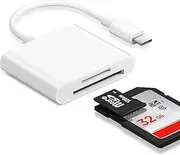 SD/TF Card Reader for iPhone iPad Camera, 2-in-1 Dual Card Slot Memory Card Reader Lightning/Type-C to SD/TF Carder Adapter (SD TF for Type C only)