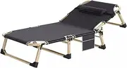 Nap Bed Breathable Oxford Cloth Camping Cot, Lightweight Tent Cot, Portable Folding Bed for Sleeping, Folding Cot with Headrest and Pocket Updated Design