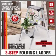 HORUSDY Portable 3-Step Folding Ladder Aluminium Extension Multi purpose Stool