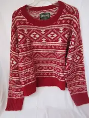 American Eagle Sweater Fairisle Snowdrift Knit Red White XL New with Tag