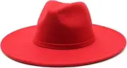 [Zozogag] 9.5CM Women Men Big Wide Brim Imitation Wool Fedora Hat British Style Winter Gentleman Elegant Lady Jazz Church Hats
