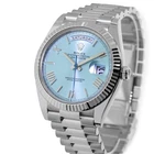 Rolex Day-Date 40mm Platinum Ice Blue Roman Dial & Fluted Bezel 228236