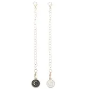 2pcs Bag Hanging Chain Gold Decorative C Letter Charm Chain Strap, White & Black