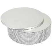 2 Piece Silver Rhinestone Cake Stand Set with 12" Cake Drum for Wedding Birthday