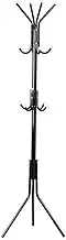 12 Hook Coat Hanger Stand 3-Tier Hat Clothes Metal Rack Tree Style Storage Black/White (Black)