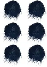 uxcell 6-Pack Faux Fur Pom Poms, 1.2 Inch/ 3.1 cm Soft Fluffy Pompoms Balls with Elastic Loop for Hats/Bags/Keychains/Knitting Accessories/DIY Crafts [Navy Blue]