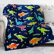 Dinosaur Gifts Toys for Boys Girls - Glow in The Dark Dino Blanket Best Christmas Birthday Valentine's Day Easter Presents for Kids Age 1 2 3 4 5 6 7 8 9 10 Year Old Child Teen Soft Throw 50"x60"