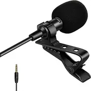 Lapel Microphone, Professional Lavalier Microphone Omnidirectional Condenser Mic for iPhone Android Smartphone, Recording Mic for YouTube, Interview, Video
