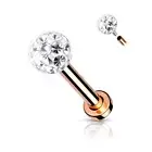 Piercing Labret Ear Rose Crystals White
