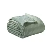 Bianca Mansfield Super King Velvet/Sherpa Bed Quilt Blanket - Sage