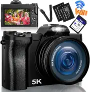 5K Digital Camera Wifi Vlogging Camera for Youtube with 32G SD Card,48Mp Autofoc
