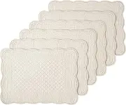 MABOZOO 100% Cotton Quilted Placemats Set of 6,Washable Cloth Table Placemats for Kitchen & Dining Table,Rectangular Linen Color Plate Mats