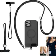 Phone Lanyard Set (1 Neck Strap + 2 Wrist Straps) - Phone Strap for Phone Cases, Digital Cameras, Keys (Black）