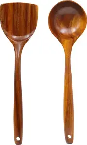FJNATINH Wooden Wok Spatula Ladle Tool Set, 14Inch Long Handle Wooden Spatula...