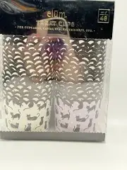Elum 48 piece Baking Treat Cups Halloween Black Cat Purple And White Cups
