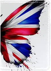[CWAGFEQZ] Passport Holder,Passport Wallet,Passport and Vaccine Card Holder Combo,British Flag Butterfly Flying