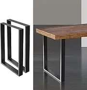 Artiss 2 x Iron Table Legs 71cm Height 200kg Weight Retangular Support Metal Feet DIY for Dining Coffee Tables Bench Industrial Box Shape Pre-drilled Holes Bonus Nonslip Pad - Black (50cm Base Length)