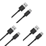 3x Cruxtec ATC-3A-2MBK 2m USB-A to USB-C Data Sync/Charging Cable 60W Black