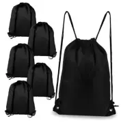 Drawstring Backpack 6Pcs Drawstring Gym Bags Draw String Bags Drawstring Black