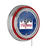 Unbranded Wall Clock Hamms Retro Analog Quartz Plugin Lighted Round NeonRing Red