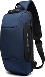 OZUKO Men Sling Backpack Nylon Water Resistant Shoulder Chest Crossbody Sling Bag with USB Charging Port Black