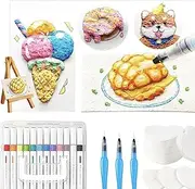 Magic Puffy Painting, The Ultimate Magic Texture Painting kit, 3D Drawing Canvas Sponge, Popcorn Foam Texture Painting, Puffy Brush, DIY Bubble Drawing Pen Art Supplies (Heart Shaped Package)