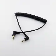 3.5mm Male 3Pole to 1/8" 4 Pole Male Stereo Angled Coiled Spiral Audio Cable 5FT
