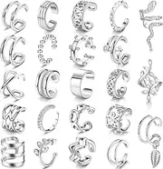 [Kakonia] 23Pcs Ear Cuffs Earrings Set for Women Non-Piercing Cartilage Clip On Helix Wrap Earring Adjustable Snake Leaf Ear Clip Fake Cartilage Earring