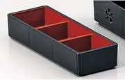 [A] (Small) New 3-Piece Delicacy Container Kurouchi Vermilion (Fixed Partition) [7.6 x 2.7 x 1.5 inches (19.3 x 6.8 x 3.7 cm), Hole Inner Dimensions 2.3 x 2.3 x 1.2 inches (5.9 x 5.9 x 3 cm), 4.9 oz (140 g)