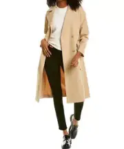 PASCALE LA MODE Womens Coat Size S Trench Double Breast Belted Neutral Fall
