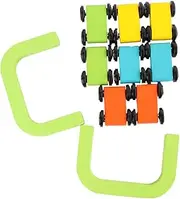 GARVALON Interactive Wooden Gliding Car Set Child Toy Car Toddler Toys Wooden Gliding Track Educational Plaything