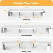 White Dual Monitor Stand Riser with Drawer by