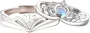 [Generic] The Crown Couple offers 925 sterling silver rings for their beloved, with adjustable sizes for their king and queen rings, Silver, Zircon