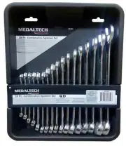 18PC COMBINATION SPANNER SET METRIC CHROME VANADIUM WITH TRAY RING OPEN ENDER